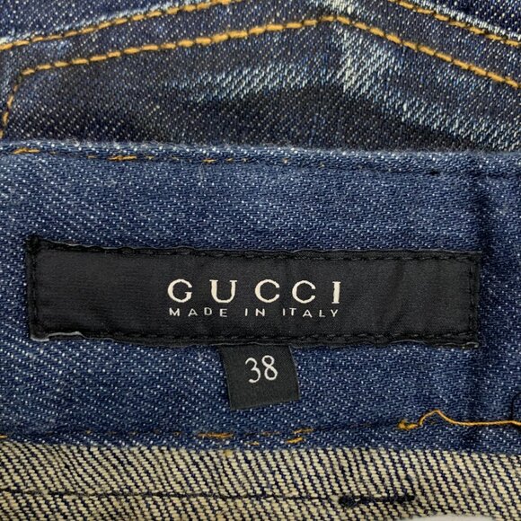 JW0495 Gucci dark blue cotton horsebit denim skirt 38 S size - Picture 6 of 7